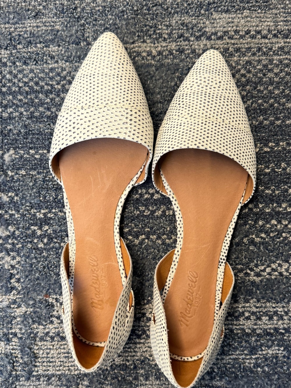 Madewell Women's Perforated Pointed D'Orsay Flats in Off-White